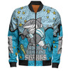 Cronulla-Sutherland Sharks Custom Bomber Jacket - Team With Dot And Star Patterns For Tough Fan Bomber Jacket