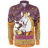 Brisbane Broncos Custom Long Sleeve Shirt - Team With Dot And Star Patterns For Tough Fan Long Sleeve Shirt