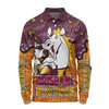 Brisbane Broncos Custom Long Sleeve Polo Shirt - Team With Dot And Star Patterns For Tough Fan Long Sleeve Polo Shirt