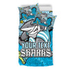 Cronulla-Sutherland Sharks Custom Bedding Set - Team With Dot And Star Patterns For Tough Fan Bedding Set