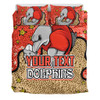 Redcliffe Dolphins Custom Bedding Set - Team With Dot And Star Patterns For Tough Fan Bedding Set