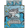Cronulla-Sutherland Sharks Custom Quilt Bed Set - Team With Dot And Star Patterns For Tough Fan Quilt Bed Set