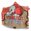 Redcliffe Dolphins Custom Hooded Blanket - Team With Dot And Star Patterns For Tough Fan Hooded Blanket