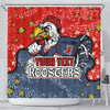 Sydney Roosters Custom Shower Curtain - Team With Dot And Star Patterns For Tough Fan Shower Curtain