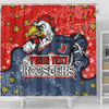 Sydney Roosters Custom Shower Curtain - Team With Dot And Star Patterns For Tough Fan Shower Curtain