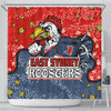 Sydney Roosters Custom Shower Curtain - Team With Dot And Star Patterns For Tough Fan Shower Curtain