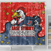 Sydney Roosters Custom Shower Curtain - Team With Dot And Star Patterns For Tough Fan Shower Curtain