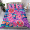 Australia Animals Platypus Aboriginal Bedding Set - Pink Platypus With Aboriginal Art Dot Painting Patterns Inspired Bedding Set