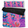 Australia Animals Platypus Aboriginal Bedding Set - Pink Platypus With Aboriginal Art Dot Painting Patterns Inspired Bedding Set