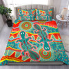 Australia Animals Platypus Aboriginal Bedding Set - Green Platypus With Aboriginal Art Dot Painting Patterns Inspired Bedding Set