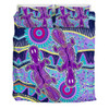 Australia Animals Platypus Aboriginal Bedding Set - Purple Platypus With Aboriginal Art Dot Painting Patterns Inspired Bedding Set