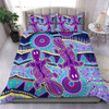 Australia Animals Platypus Aboriginal Bedding Set - Purple Platypus With Aboriginal Art Dot Painting Patterns Inspired Bedding Set