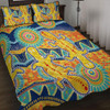 Australia Animals Platypus Aboriginal Quilt Bed Set - Yellow Platypus With Aboriginal Art Dot Painting Patterns Inspired Quilt Bed Set