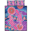 Australia Animals Platypus Aboriginal Quilt Bed Set - Pink Platypus With Aboriginal Art Dot Painting Patterns Inspired Quilt Bed Set