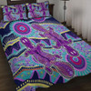 Australia Animals Platypus Aboriginal Quilt Bed Set - Purple Platypus With Aboriginal Art Dot Painting Patterns Inspired Quilt Bed Set