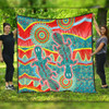 Australia Animals Platypus Aboriginal Quilt - Green Platypus With Aboriginal Art Dot Painting Patterns Inspired Quilt