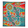 Australia Animals Platypus Aboriginal Quilt - Green Platypus With Aboriginal Art Dot Painting Patterns Inspired Quilt