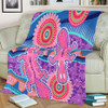 Australia Animals Platypus Aboriginal Blanket - Pink Platypus With Aboriginal Art Dot Painting Patterns Inspired Blanket