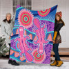 Australia Animals Platypus Aboriginal Blanket - Pink Platypus With Aboriginal Art Dot Painting Patterns Inspired Blanket