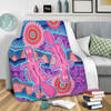 Australia Animals Platypus Aboriginal Blanket - Pink Platypus With Aboriginal Art Dot Painting Patterns Inspired Blanket