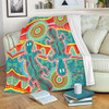 Australia Animals Platypus Aboriginal Blanket - Green Platypus With Aboriginal Art Dot Painting Patterns Inspired Blanket