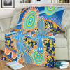 Australia Animals Platypus Aboriginal Blanket - Blue Platypus With Aboriginal Art Dot Painting Patterns Inspired Blanket