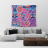 Australia Animals Platypus Aboriginal Tapestry - Pink Platypus With Aboriginal Art Dot Painting Patterns Inspired Tapestry