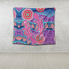 Australia Animals Platypus Aboriginal Tapestry - Pink Platypus With Aboriginal Art Dot Painting Patterns Inspired Tapestry