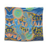 Australia Animals Platypus Aboriginal Tapestry - Blue Platypus With Aboriginal Art Dot Painting Patterns Inspired Tapestry