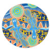 Australia Animals Platypus Aboriginal Round Rug - Blue Platypus With Aboriginal Art Dot Painting Patterns Inspired Round Rug