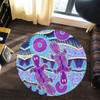 Australia Animals Platypus Aboriginal Round Rug - Purple Platypus With Aboriginal Art Dot Painting Patterns Inspired Round Rug