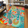 Australia Animals Platypus Aboriginal Area Rug - Green Platypus With Aboriginal Art Dot Painting Patterns Inspired Area Rug