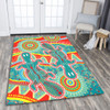 Australia Animals Platypus Aboriginal Area Rug - Green Platypus With Aboriginal Art Dot Painting Patterns Inspired Area Rug