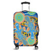 Australia Animals Platypus Aboriginal Luggage Cover - Blue Platypus With Aboriginal Art Dot Painting Patterns Inspired Luggage Cover