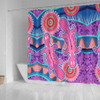 Australia Animals Platypus Aboriginal Shower Curtain - Pink Platypus With Aboriginal Art Dot Painting Patterns Inspired Shower Curtain