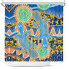 Australia Animals Platypus Aboriginal Shower Curtain - Blue Platypus With Aboriginal Art Dot Painting Patterns Inspired Shower Curtain