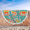 Australia Animals Platypus Aboriginal Beach Blanket - Green Platypus With Aboriginal Art Dot Painting Patterns Inspired Beach Blanket