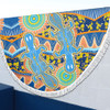 Australia Animals Platypus Aboriginal Beach Blanket - Blue Platypus With Aboriginal Art Dot Painting Patterns Inspired Beach Blanket