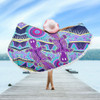 Australia Animals Platypus Aboriginal Beach Blanket - Purple Platypus With Aboriginal Art Dot Painting Patterns Inspired Beach Blanket