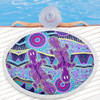 Australia Animals Platypus Aboriginal Beach Blanket - Purple Platypus With Aboriginal Art Dot Painting Patterns Inspired Beach Blanket