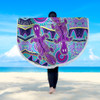 Australia Animals Platypus Aboriginal Beach Blanket - Purple Platypus With Aboriginal Art Dot Painting Patterns Inspired Beach Blanket