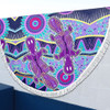 Australia Animals Platypus Aboriginal Beach Blanket - Purple Platypus With Aboriginal Art Dot Painting Patterns Inspired Beach Blanket