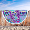 Australia Animals Platypus Aboriginal Beach Blanket - Purple Platypus With Aboriginal Art Dot Painting Patterns Inspired Beach Blanket