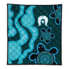 Australia Aboriginal Turtles Torres Strait Islands Quilt - Blue Turtles With Aboriginal Dot Art Painting Patterns And Torres Strait Symbol Quilt