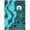 Australia Aboriginal Turtles Torres Strait Islands Area Rug - Blue Turtles With Aboriginal Dot Art Painting Patterns And Torres Strait Symbol Area Rug