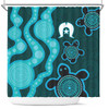 Australia Aboriginal Turtles Torres Strait Islands Shower Curtain - Blue Turtles With Aboriginal Dot Art Painting Patterns And Torres Strait Symbol Shower Curtain