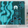 Australia Aboriginal Turtles Torres Strait Islands Shower Curtain - Blue Turtles With Aboriginal Dot Art Painting Patterns And Torres Strait Symbol Shower Curtain