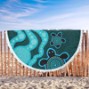 Australia Aboriginal Turtles Torres Strait Islands Beach Blanket - Blue Turtles With Aboriginal Dot Art Painting Patterns And Torres Strait Symbol Beach Blanket