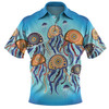 Australia Dot Painting Inspired Aboriginal Polo Shirt - Jellyfish Art In Aboriginal Dot Style Polo Shirt