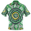 Australia Dot Painting Inspired Aboriginal Polo Shirt - Green Aboriginal Inspired Dot Art Polo Shirt